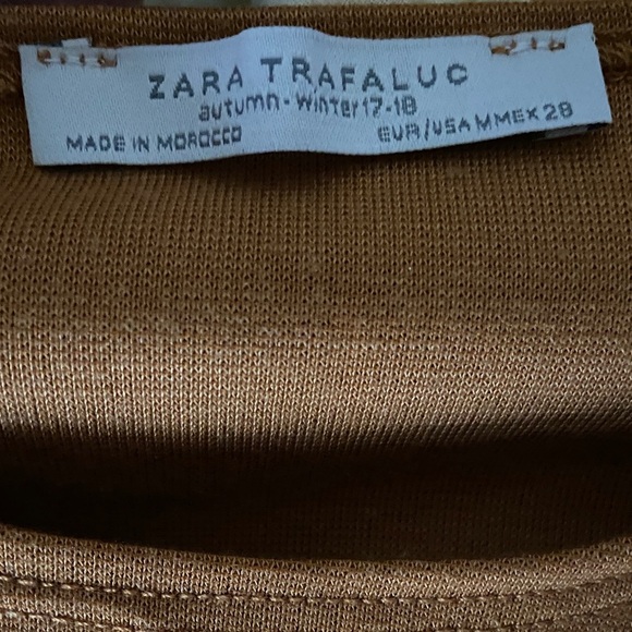 Zara Trafaluc Women’s Brown Mustard Blouse With 3/4 Inch Sleeves Size 8 Medium - Picture 2 of 4
